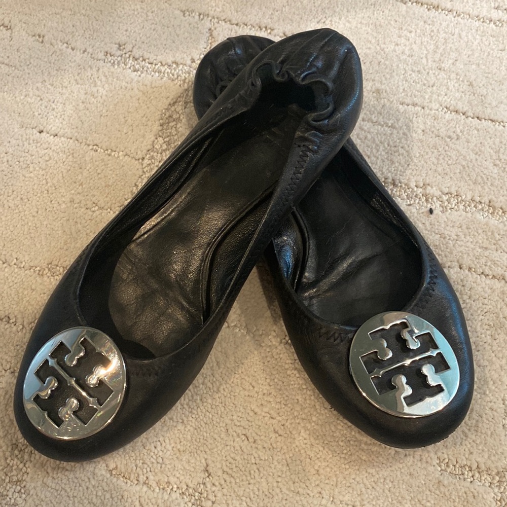 Tory Burch Black Minnie Travel Ballet Flat - Size 8